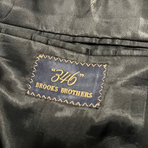 Brooks Brothers 346 Blazer Jacket Mens 44R Black Two Button Gold Button Wool - Picture 6 of 12